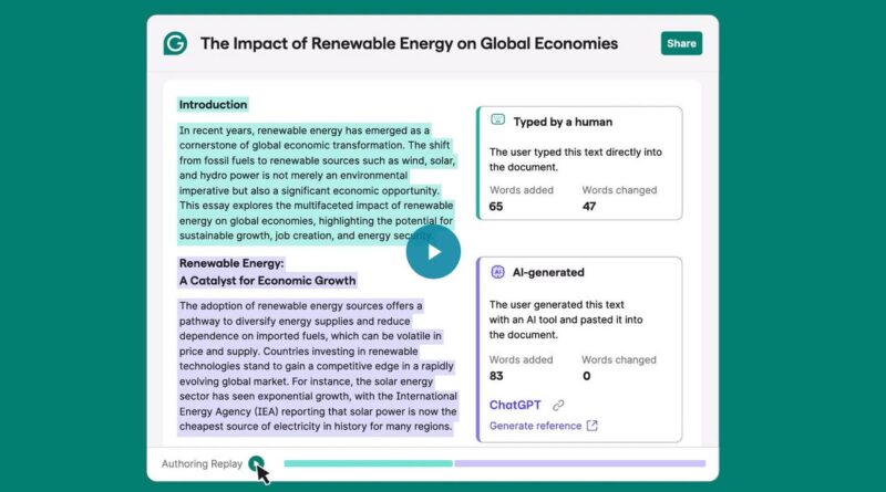 Grammarly Authorship recognizes text written by AI or human